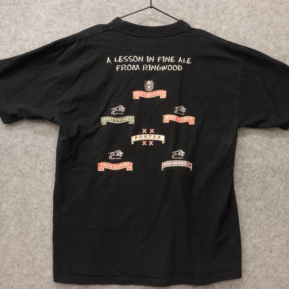 Vintage Ringwood Brewery T Shirt M Faded Black Grunge 90s Pub Fine Ale Promo Tee